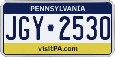 PA license plate JGY2530