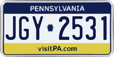 PA license plate JGY2531