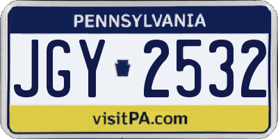 PA license plate JGY2532