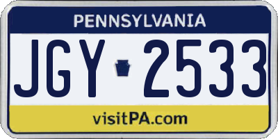 PA license plate JGY2533