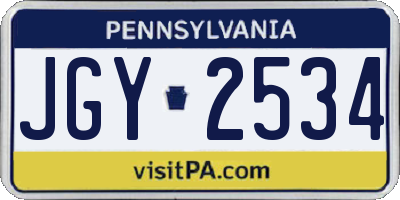 PA license plate JGY2534