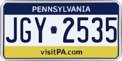 PA license plate JGY2535