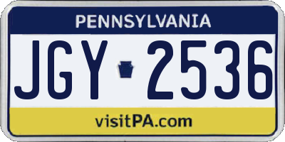 PA license plate JGY2536