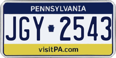 PA license plate JGY2543