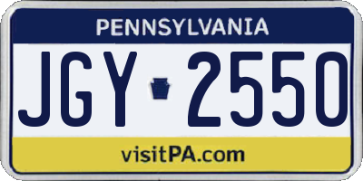 PA license plate JGY2550