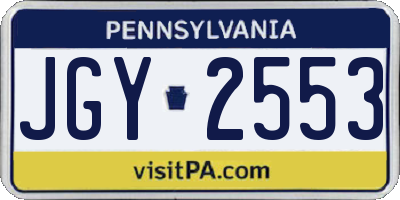 PA license plate JGY2553