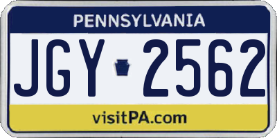PA license plate JGY2562