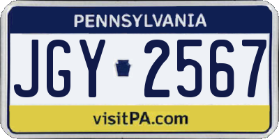 PA license plate JGY2567