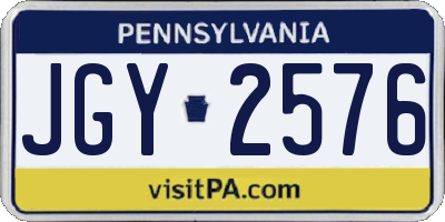 PA license plate JGY2576