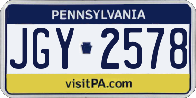PA license plate JGY2578