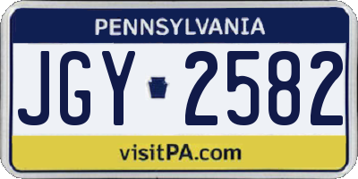 PA license plate JGY2582