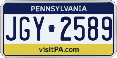 PA license plate JGY2589