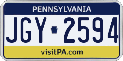 PA license plate JGY2594