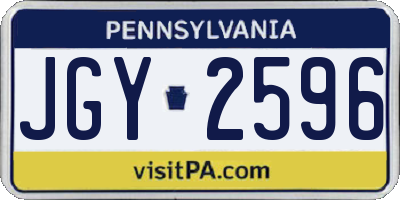 PA license plate JGY2596
