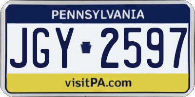 PA license plate JGY2597