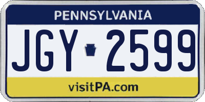 PA license plate JGY2599