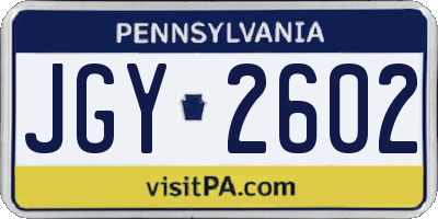 PA license plate JGY2602