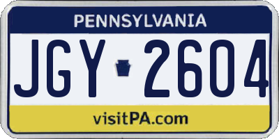 PA license plate JGY2604