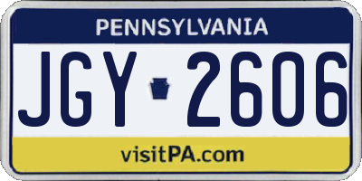 PA license plate JGY2606