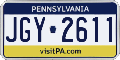PA license plate JGY2611