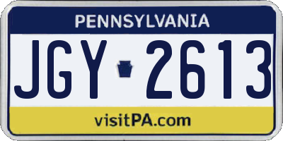 PA license plate JGY2613