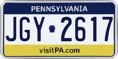 PA license plate JGY2617
