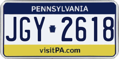 PA license plate JGY2618