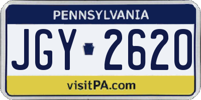 PA license plate JGY2620