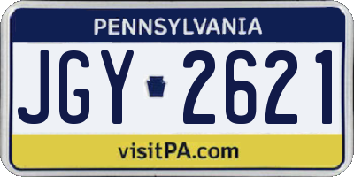 PA license plate JGY2621