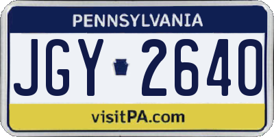 PA license plate JGY2640