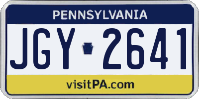 PA license plate JGY2641