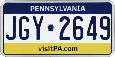 PA license plate JGY2649