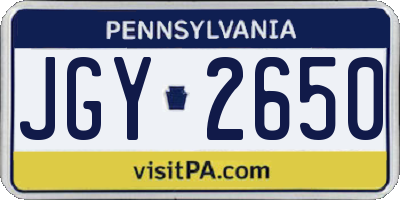 PA license plate JGY2650