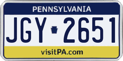 PA license plate JGY2651