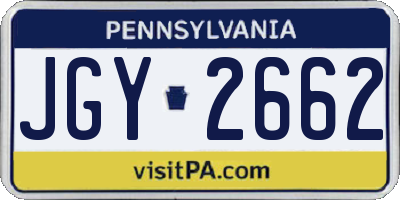PA license plate JGY2662