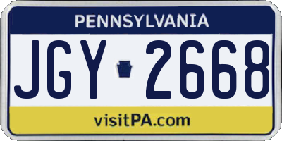 PA license plate JGY2668