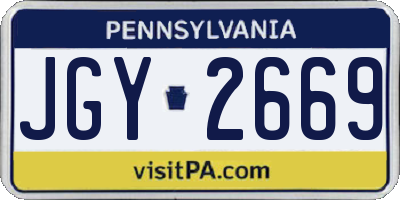 PA license plate JGY2669