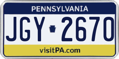PA license plate JGY2670