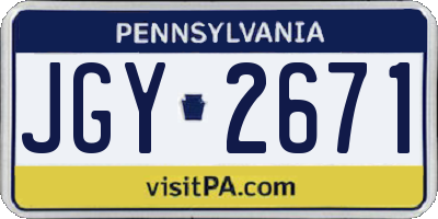 PA license plate JGY2671