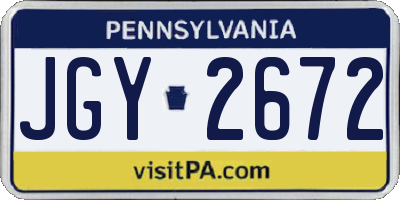 PA license plate JGY2672