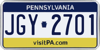 PA license plate JGY2701