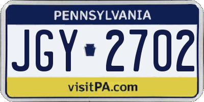 PA license plate JGY2702
