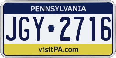 PA license plate JGY2716