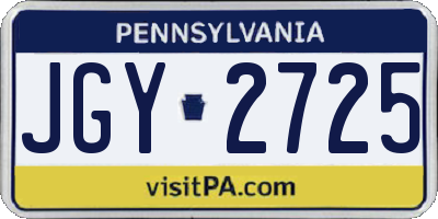 PA license plate JGY2725