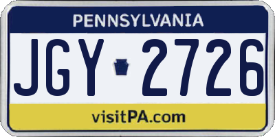 PA license plate JGY2726