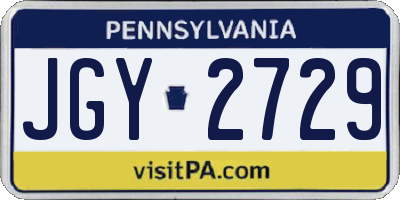 PA license plate JGY2729