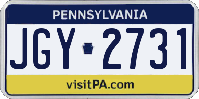 PA license plate JGY2731