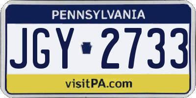 PA license plate JGY2733
