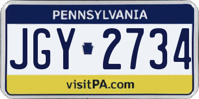 PA license plate JGY2734