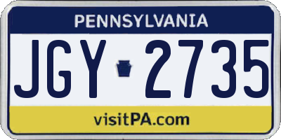 PA license plate JGY2735